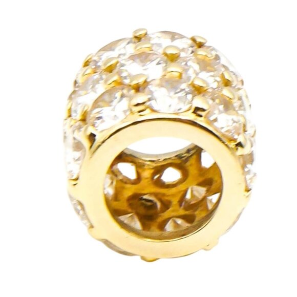 Vintage 14K Yellow Gold Cubic Zirconia Barrel Slider Pendant Charm - Picture 4 of 5